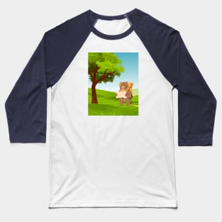 Hiking Bear with a Map Under a Tree Baseball T-Shirt